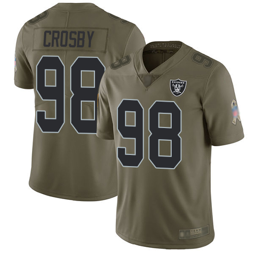 Men Oakland Raiders Limited Olive Maxx Crosby Jersey NFL Football #98 2017 Salute to Service Jersey->oakland raiders->NFL Jersey